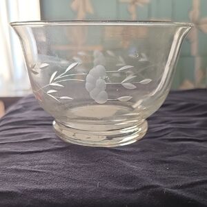 Clear Glass Bowl with Floral Design